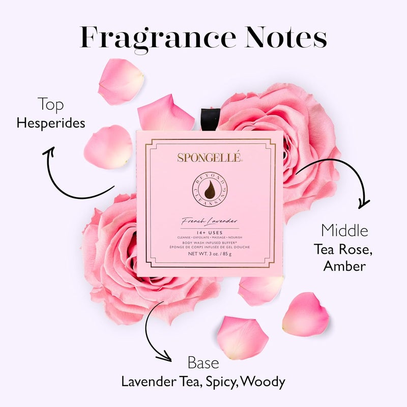 SPONGELLÉ Spongelle French Lavender Wild Flower Buffer Body Scrubber with Box | Bath & Shower Loofah for Women | Exfoliator with Body Wash Infused | 14+ uses - Image 3